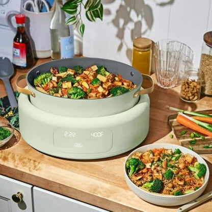 Wonderful 10-in-1 Electric Multi-Cooker 6 Qt Cast Aluminum Pot, 7 Preset Function,Oven & Dishwasher Safe to 400°F Sauté Slow Cook Steam Touch Display (Sage Green)