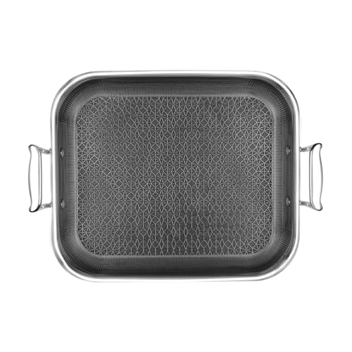 LIVWELL DiamondClad 12 X 14- Inch Hybrid Nonstick Roasting Pan with Rack | Stainless Steel, PFOA & PFAS-Free | Oven, Dishwasher & Metal Utensil Safe