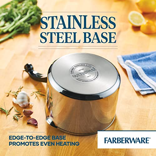 Farberware Classic Series Stainless Steel Straining Sauce Pan with Lid, 3-Quart Sauce Pan With Pour Spout