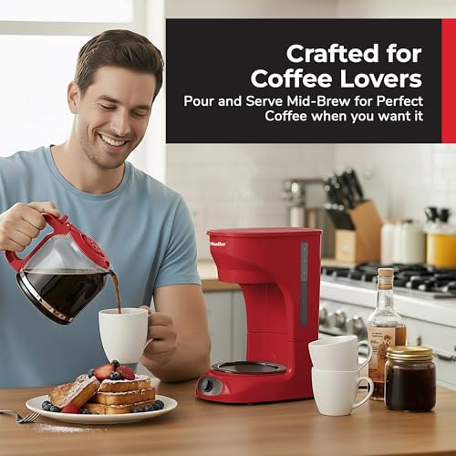 MUELLER HOME 12-Cup Red Coffee Maker