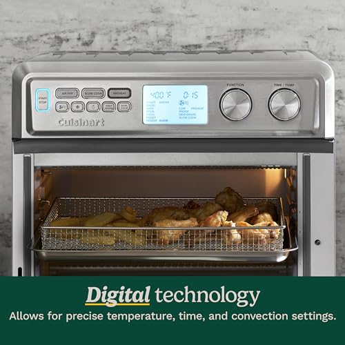 Cuisinart Air Fryer Toaster Oven with Extra-Large Capacity, 1800W Stainless Steel Oven with Digital Display, Bake, Broil, Roast & Air Fry Options, Adjustable Temperature, TOA-95NAS