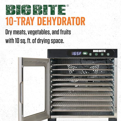 LEM Products BigBite 10-Tray Stainless Steel Dehydrator, Food Dehydrator