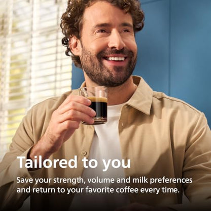 Philips 3300 Series Fully Automatic Espresso Machine with LatteGo Milk System and integrated grinder, 6 Hot & Iced Coffee Pre-Sets, 40% Quieter SilentBrew, 15-Bar Pressure, Glossy Black (EP3341/50)