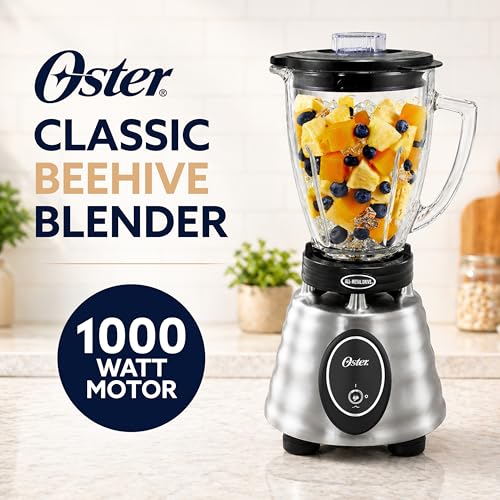Oster Classic Series Heritage Blender with 6-Cup Glass Jar, 1000 Peak Watts, 600 Rated Watts, Stainless Steel Countertop Blender
