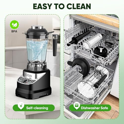 Professional Blender 2000W, Smoothie Countertop Blenders for Kitchen,7 Preset Programs for Ice Crush/Frozen Drinks/Dips/Nut Butter, High Speed, Dishwasher Safe (Dark)