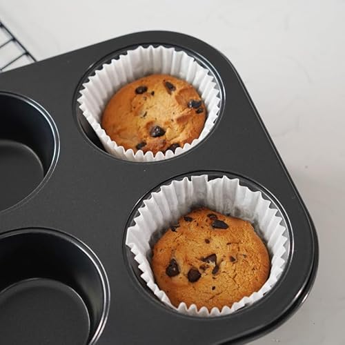 AGIgear Premium Non-Stick Muffin Baking Pan,2Packs Cupcake Pan,Stainless steel 6-Cup Muffin Tin (Black)