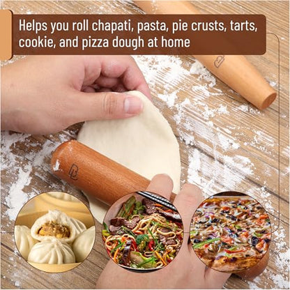 BAMBOO LAND- French Rolling Pin Set, 2 pcs, 16", 8", Natural Wood Rolling Pins for Baking