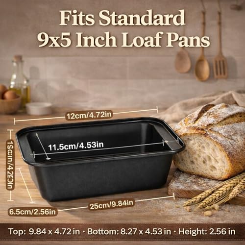 tchrules Bread Pan Set, Non-Stick 9×5 Loaf Pans for Baking Homemade Bread, Sourdough, Brownies, Cake, Carbon Steel, Rectangle Baking Pans (Grey)