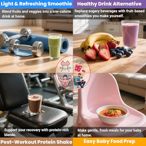 TALIA Smoothie Blender for Ice Crushing & Shakes, 750W Countertop Blenders with 48oz Glass Jar & 6 Stainless Steel Blades, High-Speed Blender for Smoothies Frozen Fruit & Nut Butter