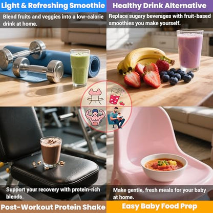 TALIA Smoothie Blender for Ice Crushing & Shakes, 750W Countertop Blenders with 48oz Glass Jar & 6 Stainless Steel Blades, High-Speed Blender for Smoothies Frozen Fruit & Nut Butter