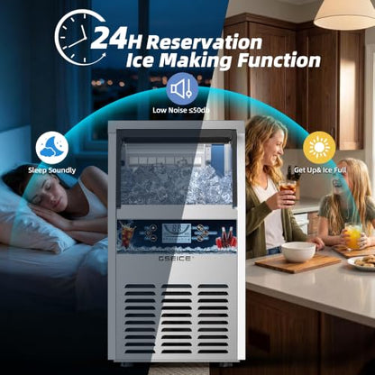 GSEICE Commercial Ice Maker Machine (80lbs/24H with 12lbs Ice Storage)