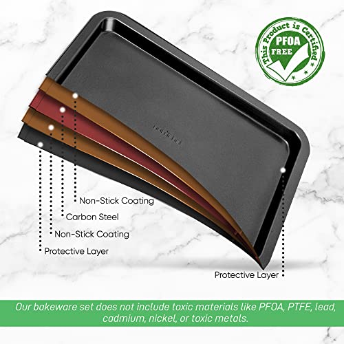Nutrichef Large Cookie Sheet, Nonstick Gray Silicone Coating, Easy Clean & Durable Baking Sheet, Commercial Grade Oven Pan, Stackable Tray Design, Dishwasher Safe, PFOA, PFOS, PTFE Free, 17" x 11.5"