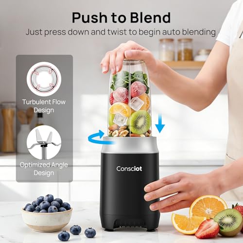 Consciot CB10 11Pcs Personal and Countertop Blender Combo, 900 Peak Watts