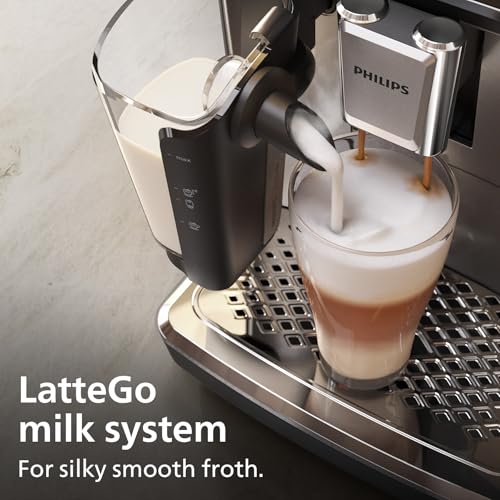 Philips 3300-Series Fully Automatic Espresso Machine - 6 Drinks, Modern Colour Touch Screen, LatteGo Milking System, SilentBrew, 100% Ceramic Grinder, AquaClean Filter. Black Chrome (EP3347/90) (Renewed)