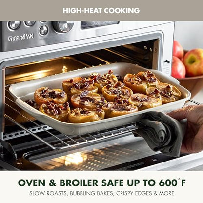 GreenPan Premiere Ovenware Healthy Ceramic Nonstick 4 Piece Bakeware Set, PFAS-Free, Rectangular, Square, Quarter, Half Sheet Baking Pans, Warp-Free, Oven & Broiler Safe 600F, Dishwasher Safe, Taupe