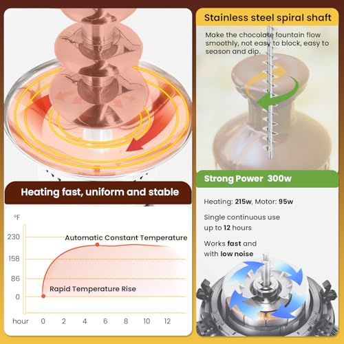 Flyseago Commercial Chocolate Fountain| 6 Tiers 19 lb Capacity| Large Hot Chocolate Fondue Tower| Stainless Steel Chocolate Melting Heating Machine for Nacho Cheese, Liqueurs, Party, Wedding