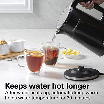 Hamilton Beach Digital Temperature Control Electric Tea Kettle, Hot Water Boiler & Heater 1.7L, 5 Preset Modes + Keep Warm, Fast Boil 1500 Watts, BPA Free, Cool-Touch Exterior, Black (41033)