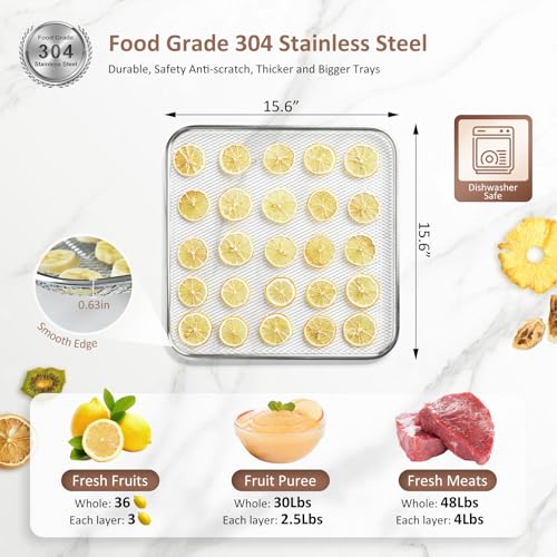 Ausegia Commercial Large 12 Trays Food Dehydrator, Usable Area up to 22.67ft², 1200W Full Stainless Steel Dryer Machine, up to 190℉ Temperature, for Meat, Fruit, Veggies, Beef, Herbs, Pet Foods