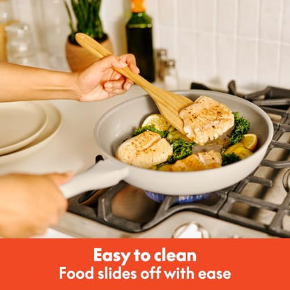 bella 7 Piece Cookware Set with EverGood™ Ceramic Nonstick Coating, Dishwasher Safe Oven Safe, All Stovetops Compatible, Glass Lids with Silicone Rims, Cool Touch Handles, Oatmilk
