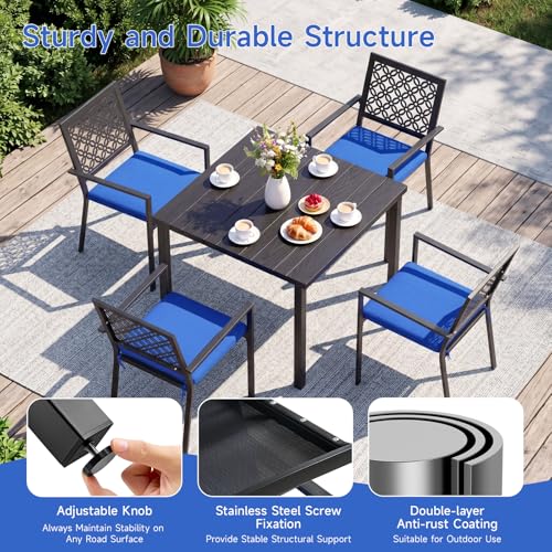 5 Piece Outdoor Dining Set with 4 Dining Chair for Deck Garden Poolside