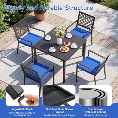 5 Piece Outdoor Dining Set with 4 Dining Chair for Deck Garden Poolside