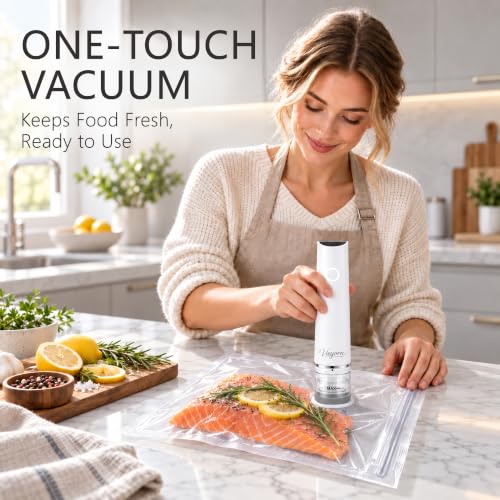 Vieyorn 60kPa Compact Food Vacuum Sealer Kit with 30 Reusable Bags-10S/M/L
