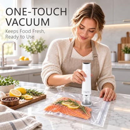 Vieyorn 60kPa Compact Food Vacuum Sealer Kit with 30 Reusable Bags-10S/M/L