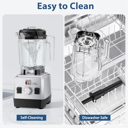 Aeitto Blenders for Kitchen with 68Oz. Jar, 1800W Max Power Smoothie Blender, 3 Preset Programs & 7 Speeds, Professional Countertop Blender for Smoothies, Ice Crush, Frozen Drinks, Silver