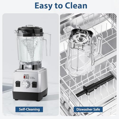 Aeitto Blenders for Kitchen with 68Oz. Jar, 1800W Max Power Smoothie Blender, 3 Preset Programs & 7 Speeds, Professional Countertop Blender for Smoothies, Ice Crush, Frozen Drinks, Silver