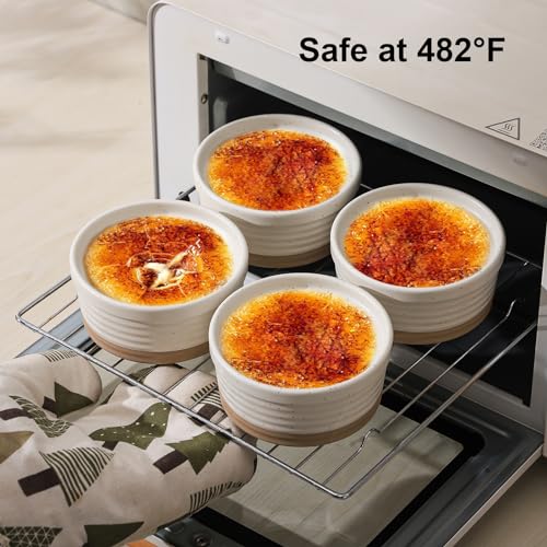 Frewinky Ceramic Ramekins 10oz,Creme Brulee Ramekins & Souffle Dishes for Oven,Small Baking-Dishes for Pudding,Lava Cakes,Serving Dip, Custard, Ice Cream,set of 6