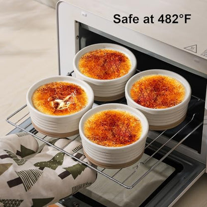 Frewinky Ceramic Ramekins 10oz,Creme Brulee Ramekins & Souffle Dishes for Oven,Small Baking-Dishes for Pudding,Lava Cakes,Serving Dip, Custard, Ice Cream,set of 6