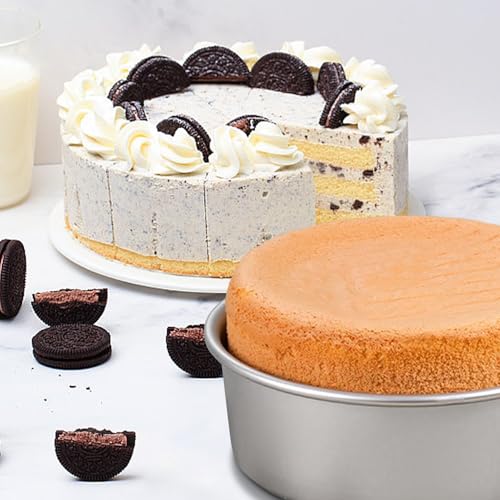HomeMall Round Cake Pan Set of 3 (6 x 3 inch/8 x 3 inch/10 x 3 inch), Aluminum Baking Pans for Layer Cakes, Heavy Duty Non-Stick, Evenly Baking Tools for Home Kitchen, Birthday Wedding Anniversary