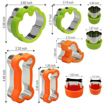 Dog Cookie Cutter Set, 9 Pieces - Bone, Paw Print, Puppy Shape Cookie Mold, Stainless Steel Dog Treats Biscuit Cutters with Plastic Cover, Assorted Sizes