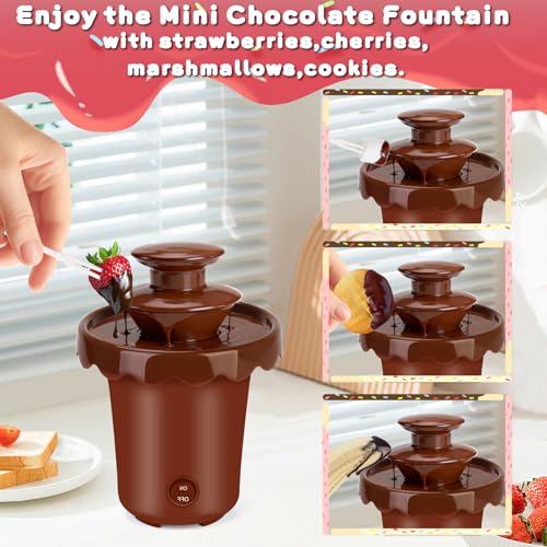 Flantor Mini 2-Tier Chocolate Fountain, Cordless Battery Fondue Machine