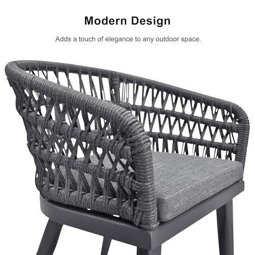 PURPLE LEAF Patio Table and Chairs Set 16 Pieces Woven Rattan Aluminum Grey
