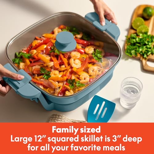 bella Fits-Anywhere™ SAUTE Make & Take Skillet, Non-Toxic, Ceramic, Surf