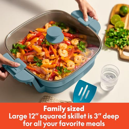 bella Fits-Anywhere™ SAUTE Make & Take Skillet, Non-Toxic, Ceramic, Surf