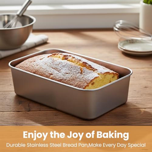 CLRBEATTY 8 Pcs Loaf Pans Set, 9 x 6 Inch Stainless Steel Bread Baking Pan, Loaf Toast Baking Pans, Sandwich Bread Pan for Homemade Breads Meatloaf Cake, Oven & Dishwasher Safe
