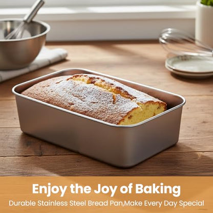 CLRBEATTY 8 Pcs Loaf Pans Set, 9 x 6 Inch Stainless Steel Bread Baking Pan, Loaf Toast Baking Pans, Sandwich Bread Pan for Homemade Breads Meatloaf Cake, Oven & Dishwasher Safe