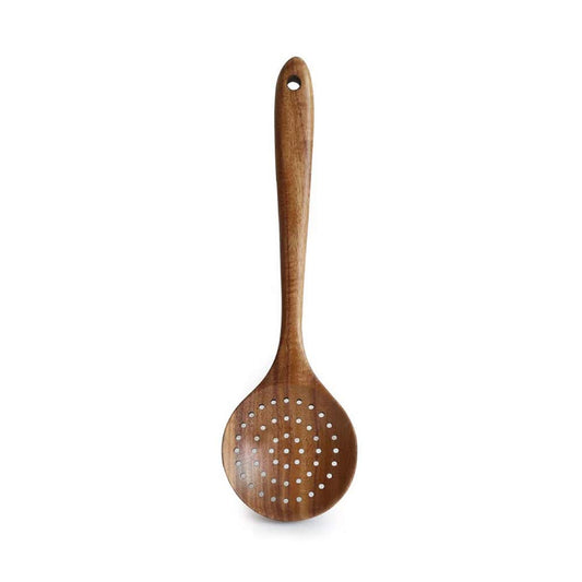 DDJSJ Teak Kitchen Utensils,Colander Ladle Skimmer Scoop Kitchenware Scoop Dipping Big Wooden Rice Long Handle Natural Utensils Handcrafted Cutlery Tool (scoop dipping(11x3.15in))…