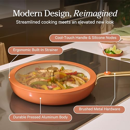 Our Place 17-Piece Essentials Complete Cookware Set - Ceramic Fry Pans, Saucepans, Sauté Pan, Stock Pot, Strainer Basket & Modular Storage | Thermakind™ Nonstick, Oven Safe up to 450°F | Blue Salt