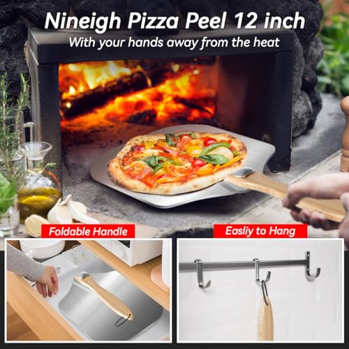 Gyreuni 4 PCS Rectangle Pizza Stone Set, 20" Large Pizza Stone for Oven and Grill with Pizza Peel, Pizza Cutter & Brush, Baking Stone for Pizza, Bread,BBQ