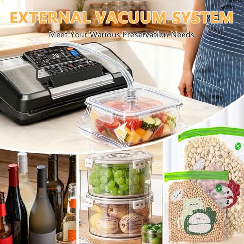 Vacuum Sealer Machine for Food with App,Double Heat Seal,Bag Storage