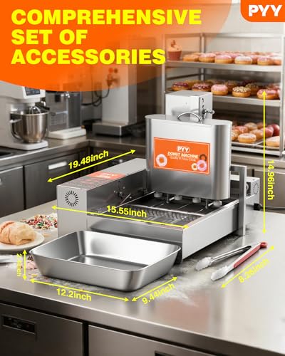 PYY Commercial Automatic Donut Maker Machine, 1800W 4 Rows, 1800 PCS/Hr
