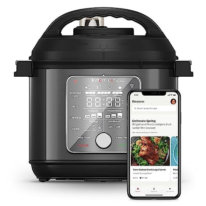 Instant Pot Pro Plus 10-in-1 Multi-Cooker, Electric Pressure Cooker, Slow Cook, Rice/Grain Cooker, Steamer, Sauté, Sous Vide, Yogurt Maker, Sterilizer, & Warmer, App With 800 Recipes, Black, 6 Quart