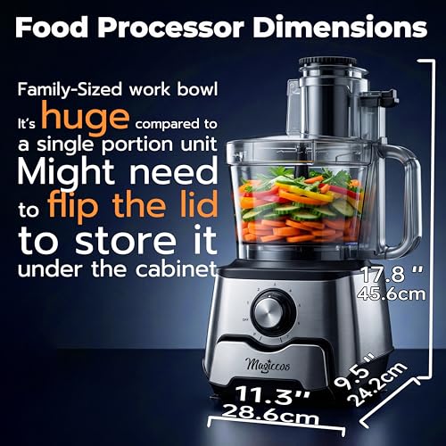 Magiccos 14-Cup Food Processor, 1000W Motor, Storage Drawer, Inox Color