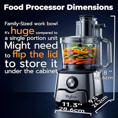 Magiccos 14-Cup Food Processor, 1000W Motor, Storage Drawer, Inox Color