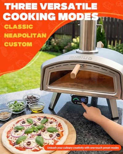 Mimiuo Smart 16 Inch Pizza Oven with Digital Temperature Display – Outdoor Charcoal Wood Pizza Oven with 3 Cooking Modes (Classic/Neapolitan/Custom), Celsius/Fahrenheit Switch, Color-Coded Guide