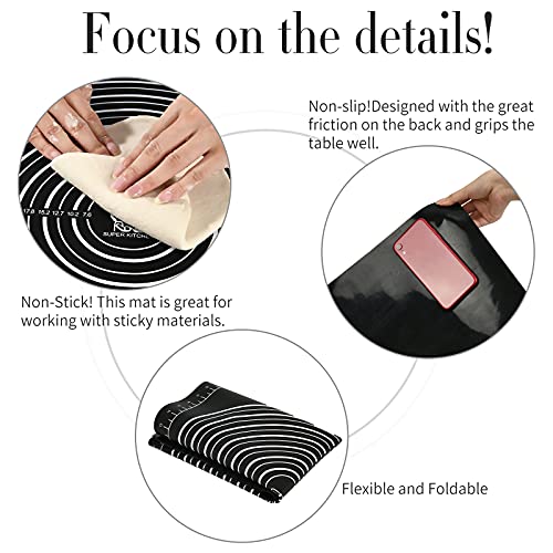 Non-Slip Silicone Pastry Mat Jumbo 31''by 24'' for Non Stick Baking Mats, Table/Countertop Placemats, Dough Rolling, Kneading/Fondant/Pie Crust Pad by Super Kitchen