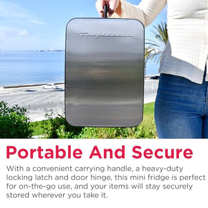 Frigidaire EFMIS188-SS 15 Can Mini Portable Fridge Cooler, 10L, 15-can Capacity, Brushed Stainless Rugged Finish